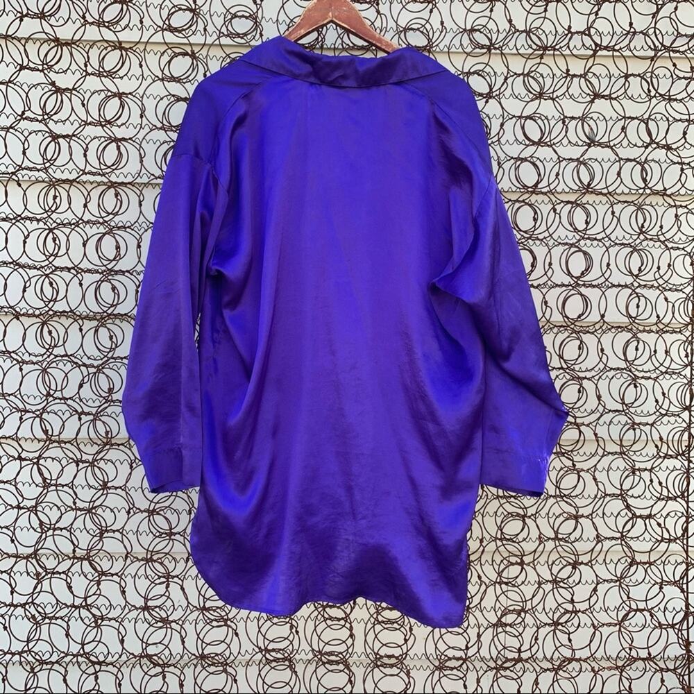 Vintage Victoria's Secret Gold Label purple slinky sleep shirt M/L - Picture 6 of 8